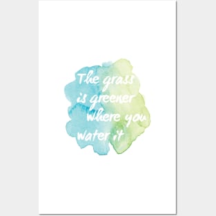 Grass is Greener Watercolor Splotch Posters and Art